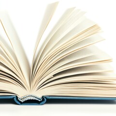 An open book with pages fanned out, showcasing its interior.