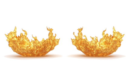 Set of Vibrant Fire Flames Isolated on a Transparent Background Generative AI