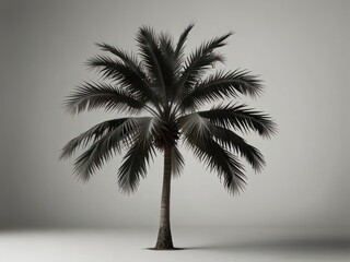 Fototapeta premium Elegant Palm Tree in Minimalistic Studio Setting with Grey Background