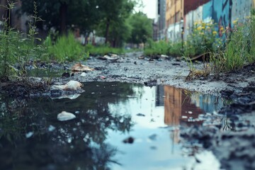 Fototapeta premium Water pollution in the environment created with Generative AI