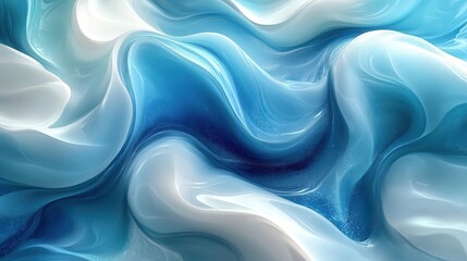 Obraz premium vibrant fluid paint swirls create an abstract pattern reflecting a dynamic color scheme of teal blue and white this digital artwork exudes energy and creativity perfect for modern wallpapers