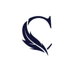 Letter C with signature logo design unique concept Premium Vector