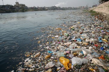 Water pollution in the environment created with Generative AI