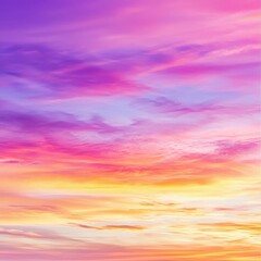 Obraz premium A vibrant sunset showcasing hues of purple, pink, and gold, blending beautifully in the sky, creating a serene and picturesque atmosphere.