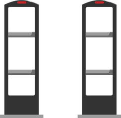 Pair of electronic article surveillance pillars scanning for stolen products