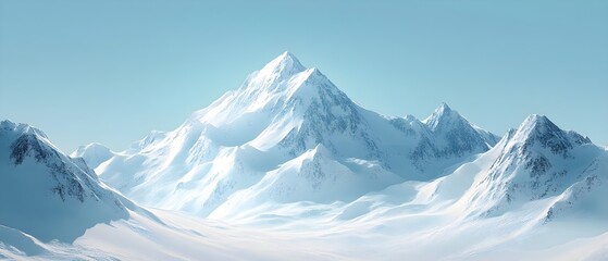 Snowy Mountain Landscape under Blue Sky