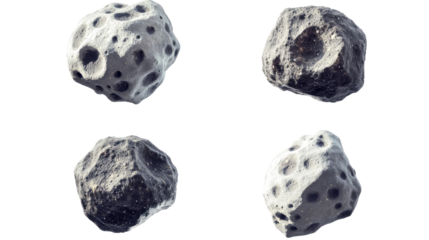Asteroids Flying in Space Isolated on a Transparent Background Generative AI
