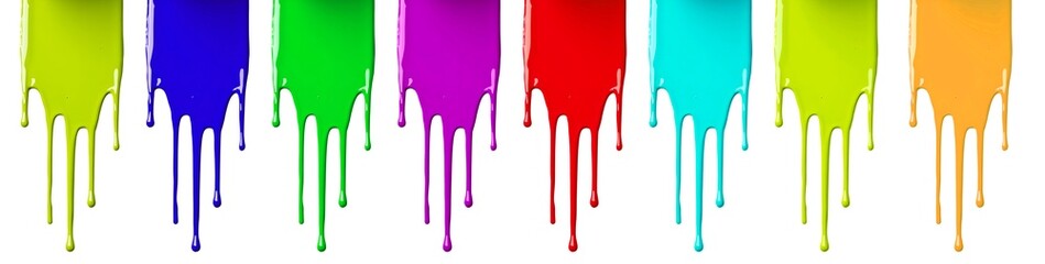 Naklejka premium Paint dripping in different colors on transparent background