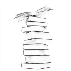 A stack of books with one open book on top, symbolizing knowledge.