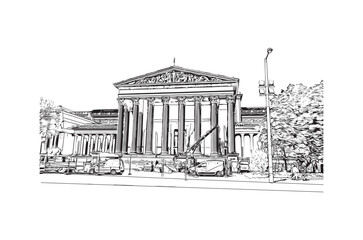 Fototapeta premium Building view with landmark of Budapest Hungary. Hand drawn sketch illustration in vector.