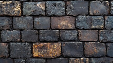Obraz premium vintage brick wall texture with dark tones and intricate architectural patterns showcasing historical elegance and depth in a rustic setting
