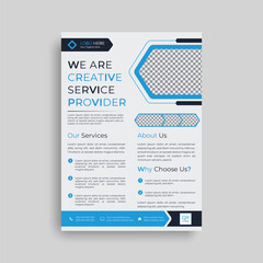 Modern and creative A4 size Business Flyer Layout with Colorful Geometric Accents and image replacing area