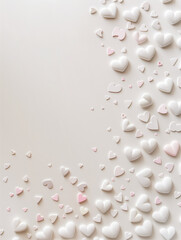 white hearts on a white background
