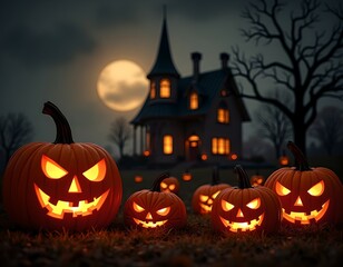 halloween background with pumpkins
