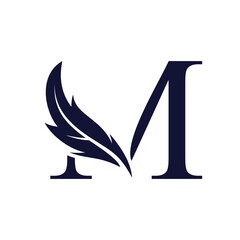 Letter M with signature logo design unique concept Premium Vector