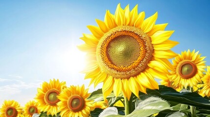Obraz premium A vibrant sunflower field basking in the warm sunshine.