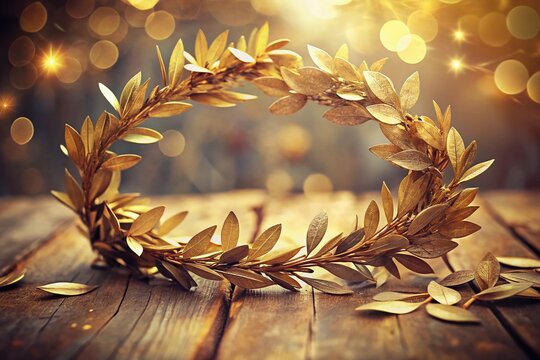 Vintage Golden Laureth Wreath with Elegant Background for Home Decor