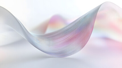 Translucent Lines and Color Gradients, abstract composition of delicate curves and smooth surfaces in soft gray tones on a pure white backdrop