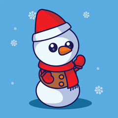 Cute snowman christmas vector icon character illustration