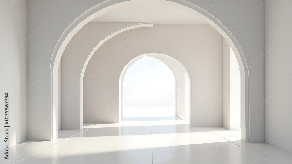 Poster Architectural design features abstract background with arched interior in 3d rendering style.