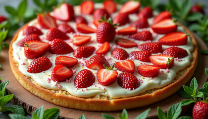  Strawberry tart with fresh strawberries on top