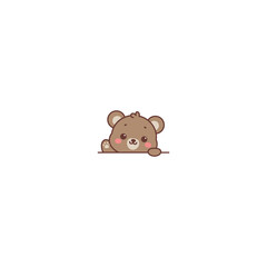 Cute bear waving paw cartoon, vector illustration