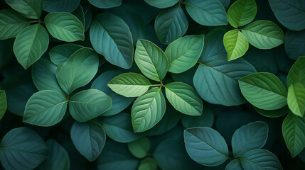 A close-up shot of a lush green foliage with vibrant leaves in a natural setting.