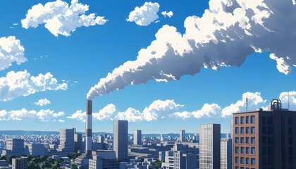 Obraz premium Illustrate a high-tech eco-friendly power plant