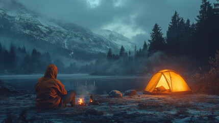 camping with tent