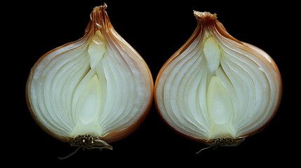 food photography showing a perfect looking onion cut in half