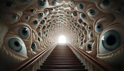 The scene represents the pursuit of enlightenment or a higher purpose, where the journey through chaos leads to a threshold—an entry point to a reality beyond ordinary perception."