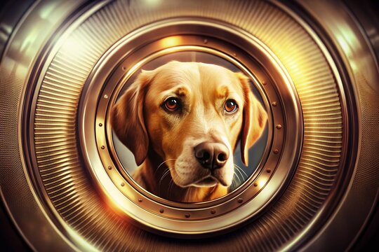 Vintage Style Circle Logo Design with CLC Letters and Sci-Fi Dog Theme for Future Concepts