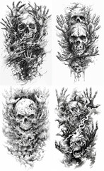 Obraz premium Skull surround by hand tattoo design