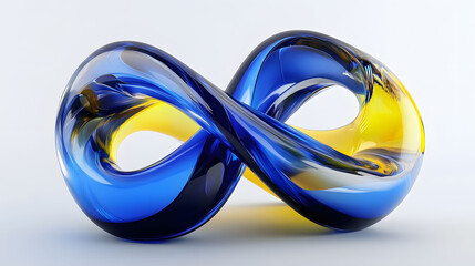 Vibrant 3D Glass Ribbons with Crystal Clear Textures on Clean White Background