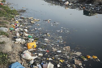 Water pollution in the environment created with Generative AI