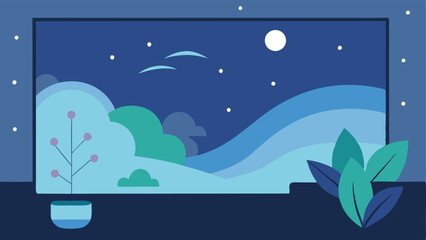 Visual Projection A wall showcasing soothing visual projections of nature scenes like gentle waves or rustling leaves creating a tranquil environment as someone relaxes nearby.