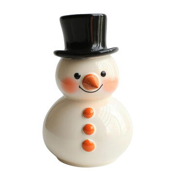 Snowman figurine with a cheerful expression.
