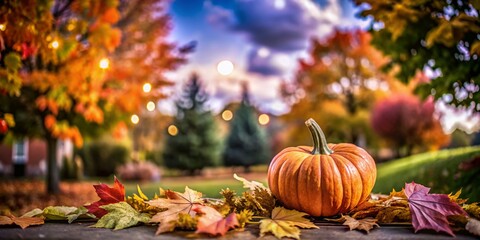 Watercolor Autumn Composition with Pumpkin - Tilt-Shift Photography for Seasonal Vibes