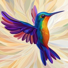 Obraz premium Vibrant Hummingbird in Flight with Bold Colors