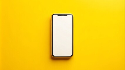 Phone with empty on yellow background, space for text
