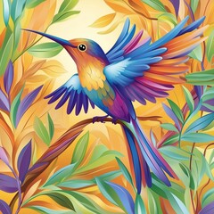 Obraz premium Vibrant Hummingbird in Flight with Bold Colors