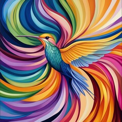 Obraz premium Vibrant Hummingbird in Flight with Bold Colors