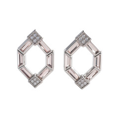 Fototapeta premium Silver earrings with diamonds on transparent background. Jewerly