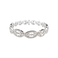 Silver bracelet with diamonds on transparent background. Jewerly