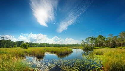 a sunny summer day at paynes prairie in gainesville florida
