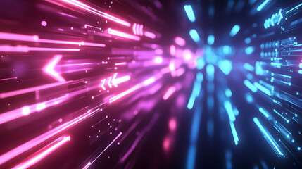 Naklejka premium Abstract digital background with glowing arrows symbolizing business growth and technology transformation -