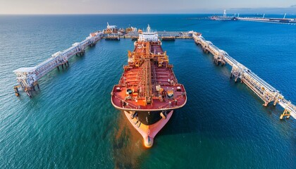 aerial perspective of a tanker vessel s open compartments highlighting the complex design and cargo handling activities