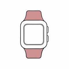 Minimalist smartwatch outline with pink band on white background