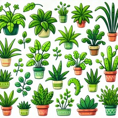 set of green plant pots 