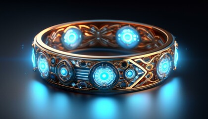 futuristic glowing bracelet with intricate details